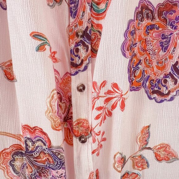 Democracy Puff Sleeve Ruffle-Edge Top PS Ballet Pink Floral Romantic Barbiecore - Picture 5 of 11